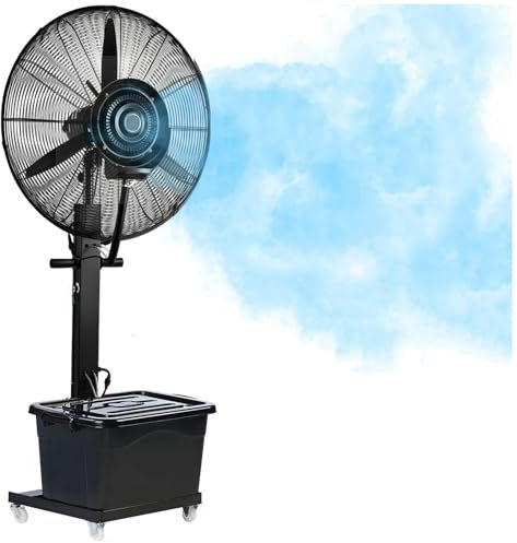 DPAOZPO Sprühventilator Mit Wasser - Standventilator Tragbar - 3 Geschwindigkeiten - Oszillation 120° - Ventilator Wasserkühlung - Für Terrasse, Werkstatt, Industriell, Büro(750mm)