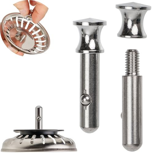 Siebkorb Ersatz Zapfen, 1 Pack, 36,5 mm langer Zapfen mit Kugel, ragt 31,3 mm tief in den Abfluss, Ø 7,8 mm Stift, Zapfen aus Messing, kompatibel mit Franke, Blanco Ablaufgarnitur Siebkorbventil Pin