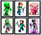 TFH Art Design Minecraft Wandposter – Miner Gamer Themed Wall Decor – Aquarell-Wandkunst – (Videospielzimmer-Dekor) – Set mit 6 Stück – 20,3 x 25,4 cm – ungerahmt