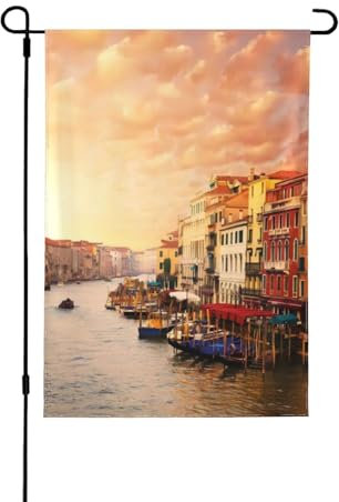 CRJSYCBYB Schöne Venedig Kanal View bedruckte Gartenflagge Terrasse Dekorationen Banner Gartendekoration