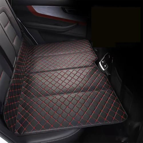 KUANDEDIAN Nicht Aufblasbare Auto Matratze für VW T5 T6 Bus Multivan, Tragbare Rücksitz Camping Matratze Reisematratze Schlaf Reisebett Klappbett Zubehör, B/Black-red Wire