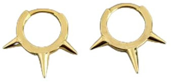 Pendientes de aro con diseño de Motociclista y Punk con Pinchos en Plata de Ley 925 A1256-Oro