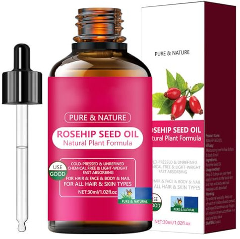 Rosehip Oil for Face – 100% Pure, Cold-Pressed & Organic – Anti-aging Rose Hip Seed Oil for Dry Skin, Hair & Nails