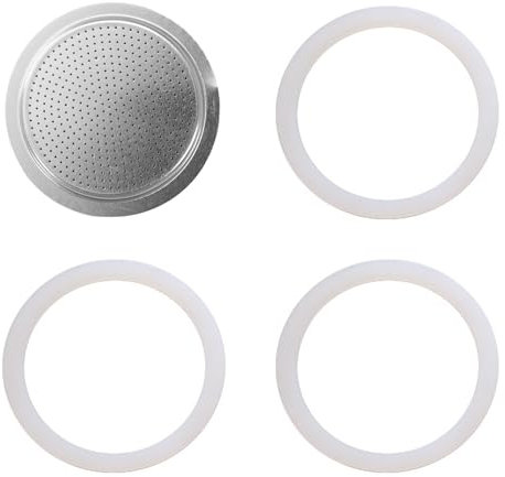 Gasket for 9 Cup Coffee Maker Replacement Parts Gasket Includes 1 Filter and 3 Silicone Gasket Seals Silicone Rings Moka Pot Accessories