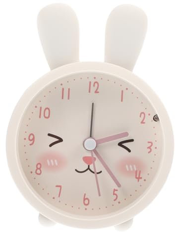 Hemobllo Geräuschloser Büro Schlafzimmer Wecker Mit Niedlichen Hasenohren Nachtlichtfunktion Analoges Quarzuhrwerk Batteriefrei Kompakter Für Zuhause Und Büro