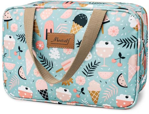 wordmouk Trousse de Maquillage Femme Trousse de Toilette Voyage avec Poignée Grande Capacité Rangement Maquillage Sac à Cosmétiques Étanche Portable Toilette pour Femmes Filles, Crème Glacée