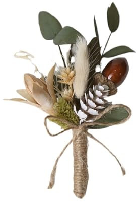 ZMCGNO Bouquet de Fleurs séchées, boutonnières for Corsage de Mariage, décoration de Costume for Homme(Color 02)