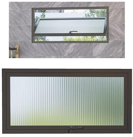 Cobertizo de ventana de aleación de aluminio, ventana abatible con pantalla de vidrio esmerilado, ventana de montaje empotrado, para cobertizo, gallinero, casa(WxH 48x26in/120x65cm)