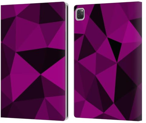 Head Case Designs Offizielle PLdesign Dunkelrosa Und Schwarzes Netz Geometrische Muster Leder-Wallet-Hülle Kompatibel mit Apple iPad Pro 12.9 2020/2021/2022