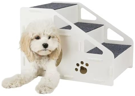 Escalier pour chien - Escalier antidérapant pour chiens et chats, échelle à 4 marches pour la maison, pour lit haut, canapé, aire de jeux, petits chiens de taille moyenne et grande
