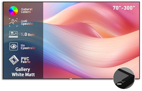 WUPRO Gallery Écran de Projection Soft Matte White à Cadre Fixe 16:9, Anti-Speckle, Montage Mural, Compatible avec Tous Les Projecteurs, pour Sombre, 130 Pouces