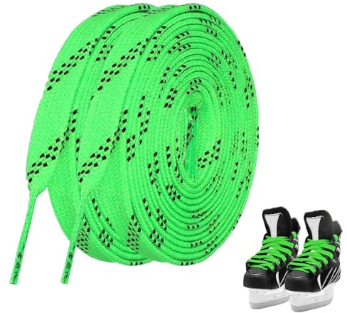 FMPXYYA Cordones De Hockey sobre Hielo Verdes 244cm Cordones Planos Encerados Antideslizantes para Patinaje sobre Hielo Y Hockey En Línea, Cordón De Skate Encerado Resistente Al Agua