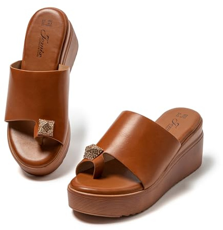 CLEIKS Chaussons Femme Plateau Sandales Talon Wedge Strass Pantoufle Large Chaussures D'été Sandales Femmes