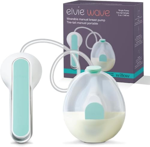 Elvie Wave Sacaleches Manual, Sin Batería, Mango Ergonómico, Sacaleches Portátil se lleva en el Sujetador, 150ml