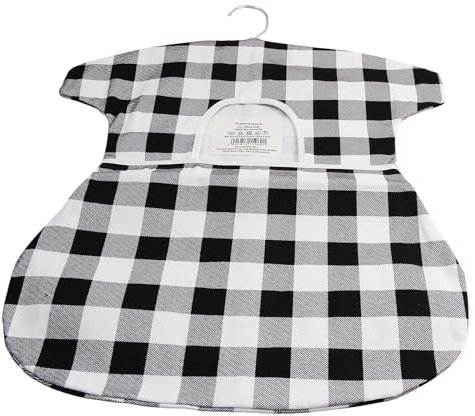 CKM Klammerkleid mit Holzbügel Baumwolle 38 x 43cm (Karo Schwarz-Weiß)