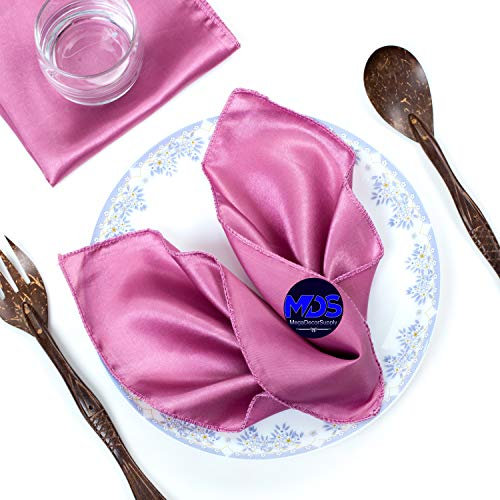 MDS 25 Stück Hochzeit Satin 30,5 x 30,5 cm quadratische Abendessen Servietten oder Taschentücher für Hochzeit Bankett Dekoration – Altrosa