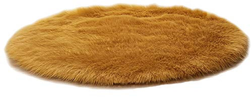 HotYou Hochflor Shaggy Rund Teppich Carpet Wohnzimmer Faux Lammfell Schaffell Teppich,Kamel,Durchmesser 70CM