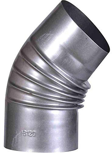 FIREFIX A130/B4 FAL Bogen 45°, starr, ø 130 mm - Ofenrohre aus Stahlblech, 0,6 mm stark, innenliegend gemufft, Längen lasergeschweißt, Silber