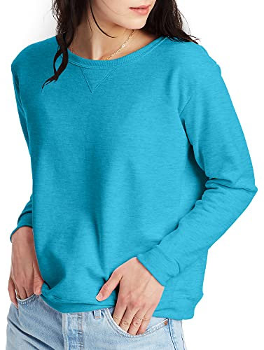 Hanes Crewneck, EcoSmart Fleece Pullover with V-Notch, Sweatshirt for Women Maillot de survêtement, Bruyère Bleu Vif, XXL Femme
