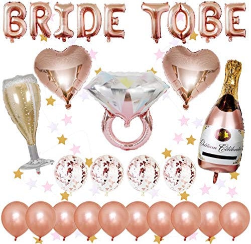 Junggesellinnenabschied Dekoration Luftballons, 1 pcs BRIDE TO BE Brief Ballons, 14 pcs Latex Luftballons, 5 pcs anders Form Folienballons, 2M Stern form hängende Girlande für Party Dekoration