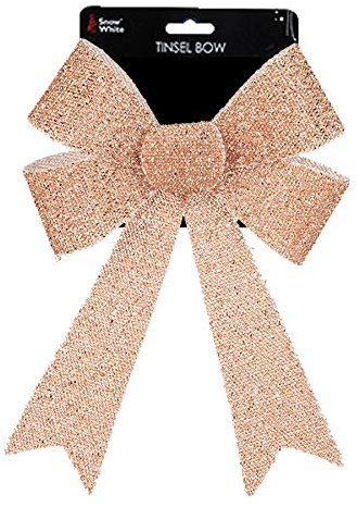 Widdle Wonderland Christmas Tinsel Bow Tree Decoration - Rose Gold 22cm x 32cm 2941
