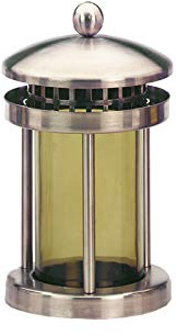 Henecka -Grabschmuck- Edelstahl Grablampe -Floran-; Edelstahl matt mit Glaszylinder; inklusive Friedhofsbürste; mit oder ohne Sockel (Grablampe Edelstahl -1 Stück-)