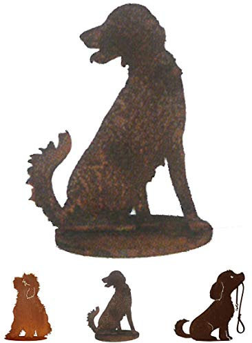 Gartenfigur Rost auf festem Stand – Hochwertig & Wetterfest - Metall Tierfigur - Edelrost Dekofigur/Tier Figur – Gartendeko/Dekoration (Jagdhund - Höhe 12cm)