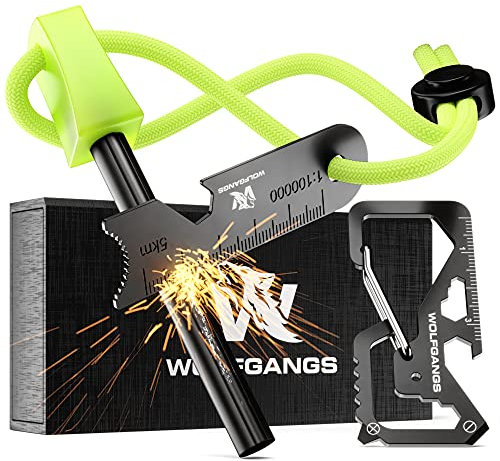 Wolfgangs Feuerstahl Outdoor - Feuerstein Survival - Feuerstarter Set - Outdoor Feuerzeug - Feuersteine - Survival Feuerzeug - EIN MUSS für Jede Survival Ausrüstung