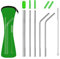Reusable Metal Drinking Straws Set, Food Grade 304 Stainless Steel Straws with Soft Silicone Tips for Smoothie and Hot/Cold Drinks, Storage Pouch and Cleaning Brush Include
