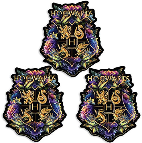 Paper House Productions Harry Potter Floral Hogwarts Wappen gestanzt 7,6 cm Vinyl Aufkleber 3er-Pack