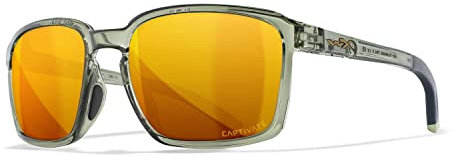 Wiley X | WX Alfa | Sonnenbrille Herren | Bronze Mirror Gläser/Gloss Light Green-Grey Gestell │ Sonnenbrillen Herren Polarisiert │ Sport Outdoor Fahrradbrille | 100% UVA/UVB-Schutz