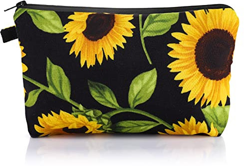 Sibba Trousse de maquillage en toile,Mini pochette à fermeture éclair,Organiseur de toilette,Poches de rangement,Accessoire de voyage pour femme et fille, 21.5x14.5x1.5 cm, Organiseur de sac