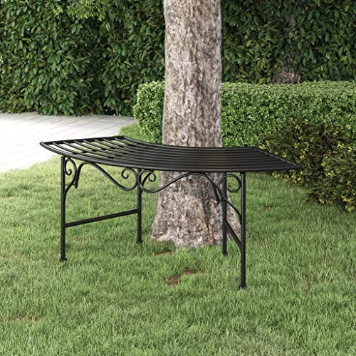 INLIFE Baumbank 113 cm Schwarz Stahl