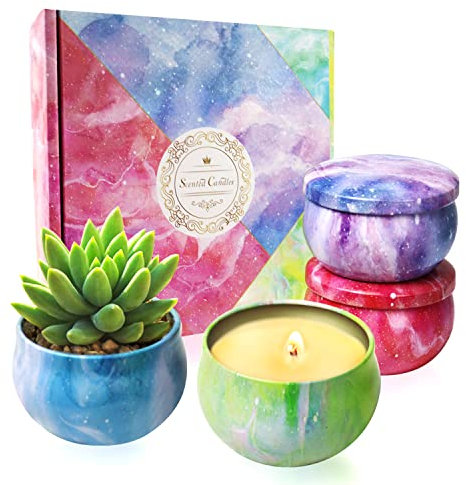 Bougie Parfumées Pot Bougie Vide Coffret Bougies Parfumées Cadeau Petite Boite Metal 4 Pcs Contenant pour Bougie Diy Scented Candle Kit Fabrication Bougie pour Cosmetique Confiture Creme (Style 2)