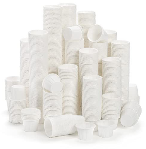 Dicunoy 1000 PCS Waxed Paper Medicine Pots, 15ml / 0.5oz Paper Souffle Portion Cups,Disposable White Treated Cups for Measuring, Medicine, Samples, Jello Shots, Tastings, Dessert