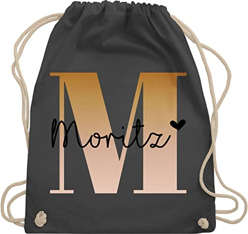 Turnbeutel Rucksack - Initialen - Name und Buchstabe I Geschenk Anfangsbuchstabe - Unisize - Dunkelgrau - tasche krippe schulkind beutel buchstaben m turnsack sporttasche für schule