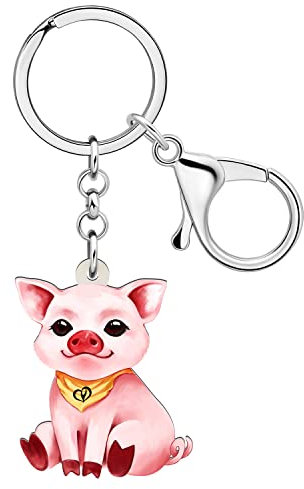 RAIDIN Acryl süße Schwein Schlüsselanhänger für Damen Schweinchen Schlüsselring Geschenke für Auto Geldbeutel Taschen Schlüssel Haustiere Liebhaber (Kasperle)