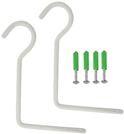 ALI2 2 ganci da appendere in metallo, porta piante da parete, gancio per piante, gancio da balcone, supporto per appendere, ganci da giardino esterni (bianco-15 x 10 cm)