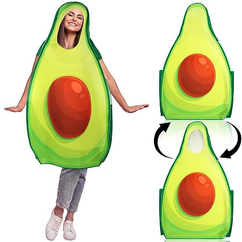 Xaatren Halloween Outfits Kostüm für Damen Herren Lustiges Obst Gemüse Kostüm Cosplay Bekleidung Zubehör für Halloween Party (Avocado)