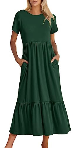 EODJXIO Gonne Corte Sexy Abito Fucsia Donna Vestiti Donna Autunno Vestitino Estivo Donna Corto Discoteca Vestito Corto Estivo Cotone Abito con Scollo all Americana