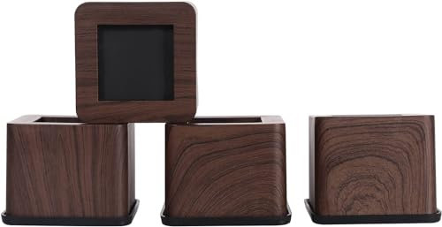 KEIBIKEIDI 3 Inch Bed Risers Heavy Duty Furniture Risers Lift Block, Lifts Up to 2200 LBs Couch Sofa Desk Table Chair Risers (Walnut Wood Grain), Set of 4