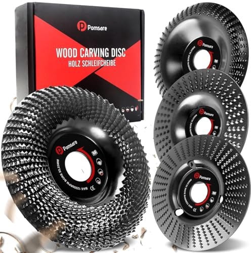Pomsare Angle Grinder Wood Carving Disc 125mm, 4 PCS Wood Grinding Wheel, Angle Grinder attachments, Grinder Shaping Disc for Angle Grinders with 22.23mm Arbor & M14 Threads
