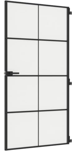 vidaXL Porta Interni Sottile Nera 102,5x201,5Vetro Temperato Alluminio