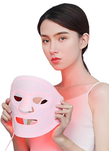 NEWDERMO Red Light Therapy, 4-in-1 Red Light Therapy Mask with Mixed, Blue, Red & Near-Infrared LED Face Light Therapy Mask for Face Skin Care