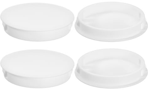 QUARKZMAN 60mm/2.36 Kunststofflochstopfen, 4 Stück Flache runde Einsteckbefestigungen zum Verschließen von Möbeln, weiße Endkappen für Paneele