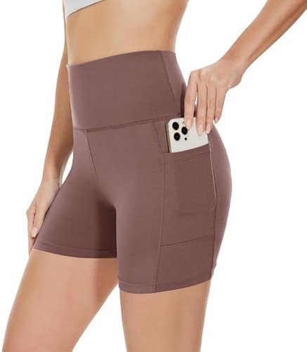 Gayhay Radlerhose Damen Kurze Shorts Sporthose Leggings Blickdicht High Waist Shorts Hotpants Sommerhose für Yoga Rosa,L-XL