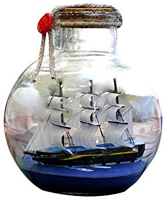 Drift Bottle Decor, Unique Drift Bottle Decor Sailing Boat in Wishing Bottle Glass Pirate Ship in a Bottle Kit Handicraft Nautical for Home Decorations Gifts Crafts (A3)