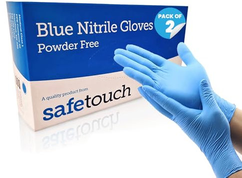 Just Health Disposables - 100 x Medium Blue Nitrile Gloves (Pack of 2, Box of 100 pcs) | Powder Free, Latex Free, Multipurpose Disposable Gloves