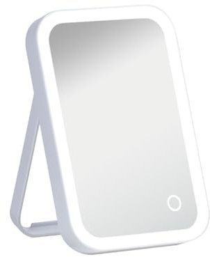 Bauer Vanity Mirror with LED Ring Light/Wireless USB Rechargeable / 3 Light Settings (Rectangular)