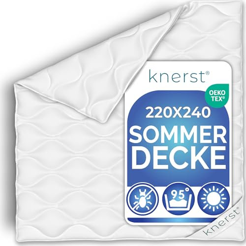 KNERST® Bettdecke 240x220 cm - leichte Sommer Decke 220x240 für Komfortables Schlafen - dünne Decke ideal für den Sommer - kühle, waschbare Sommer Bettdecke
